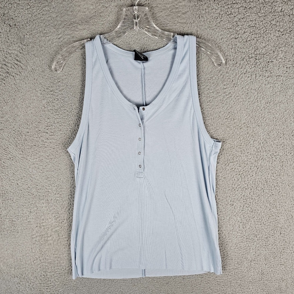 Nike Yoga Henley Tank Womens Small Blue Ribbed Dri Fit Sleeveless CU5413-440